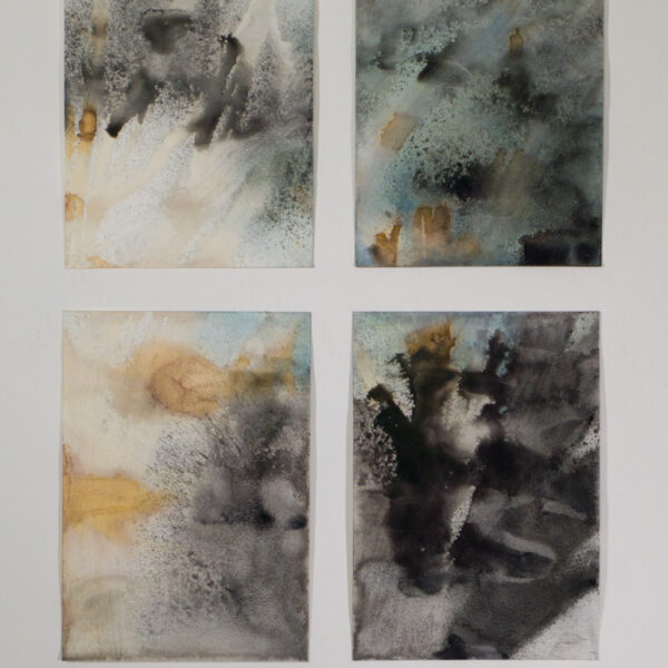 Suezo, Grid 7, 2025, china ink and ink on 4 paper sheets, overall 89 x 64 cm