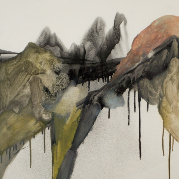 Suezo, Untitled, 2022, oil and spray paint on paper, 70 x 50 cm