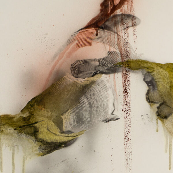 Suezo, Untitled, 2022, oil and spray paint on paper, 70 x 50 cm