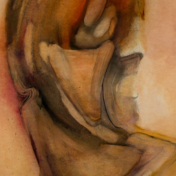 Suezo, Untitled, 2018, oil, oil stick and spray paint on paper laid down on canvas, 80 x 60 x 4 cm
