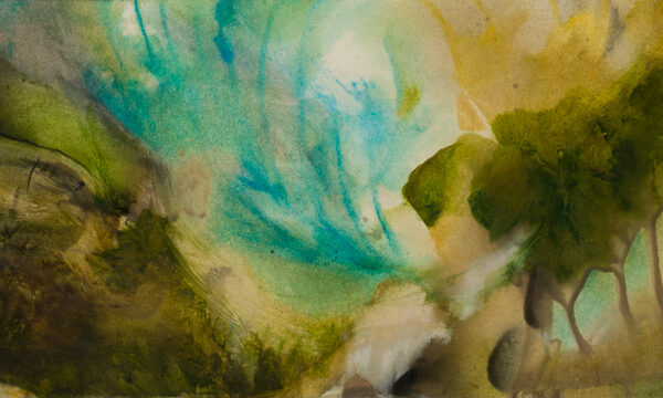 suezo, untitled, 2023, oil and spray paint on paper, 20 x 50 cm