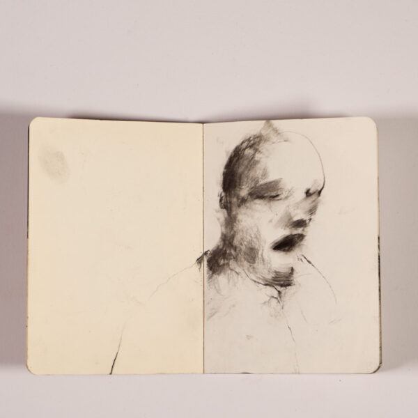 Suezo, Untitled, 2017, water soluble graphite on paper, artist book, 33 pages, 12,7 x 9 x 0,5 cm, open