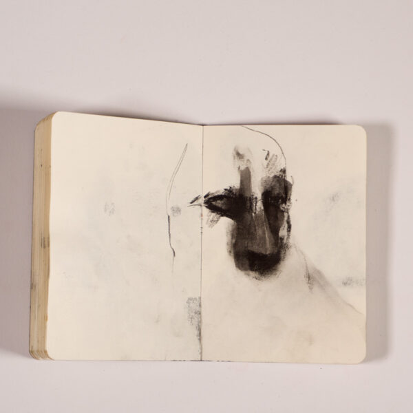 Suezo, Untitled, 2017, water soluble graphite on paper, artist book, 33 pages, 12,7 x 9 x 0,5 cm, open