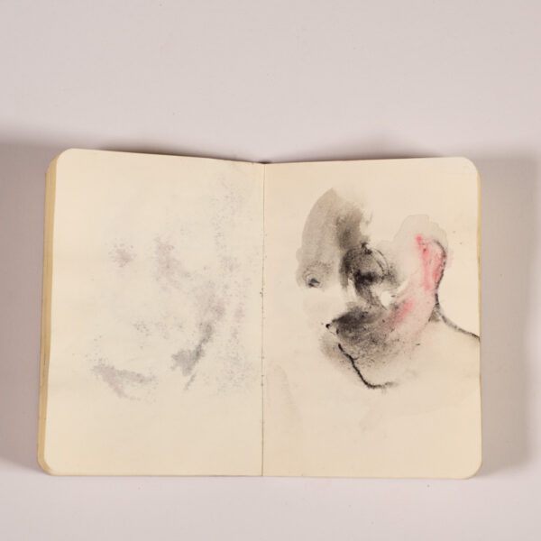 Suezo, Untitled, 2017, water soluble graphite and wax pastel on paper, artist book, 31 pages, 12,7 x 9 x 0,5 cm, open