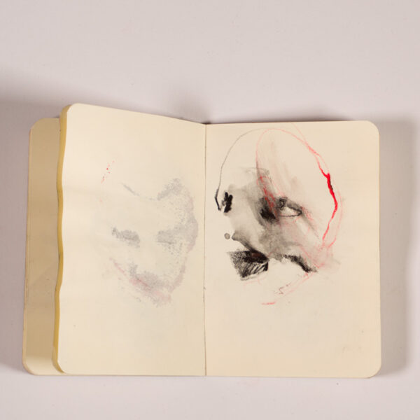 Suezo, Untitled, 2017, water soluble graphite and wax pastel on paper, artist book, 31 pages, 12,7 x 9 x 0,5 cm, open